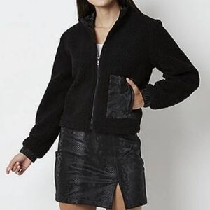 JUICY by Juicy Couture Cropped Black Sherpa Teddy Jacket Women's Size XXL NWT